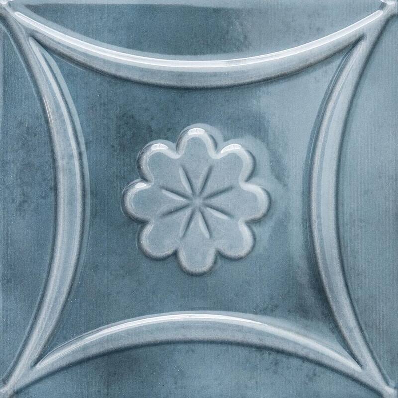 Coat of Arms 5.9x5.9 Azul Glossy Textured Polished Ceramic Wall Tile