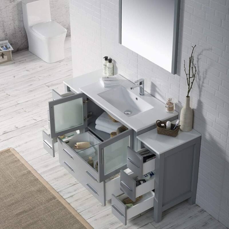 Blossom Sydney 60 Inch Solid Wood Double Sink Vanity with Side Cabinet