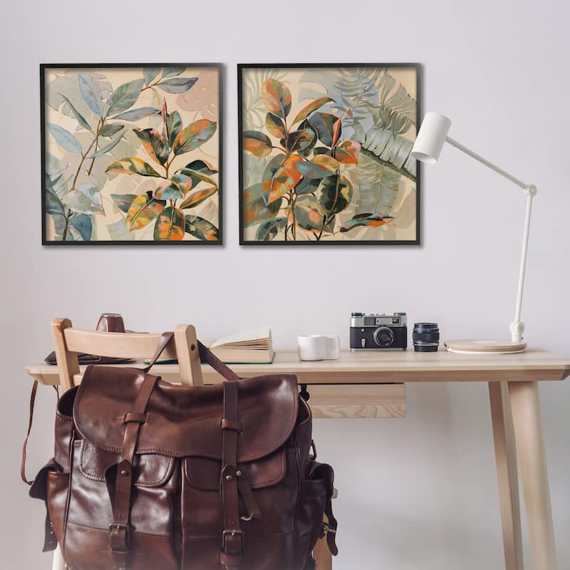 Stupell Neutral Tropical Organics Framed Giclee Art Design By Dusza (Set of 2)