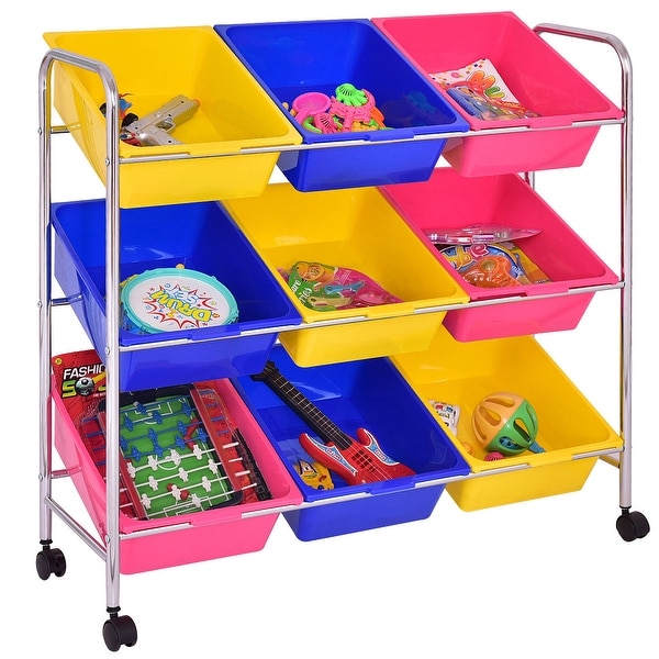 toy storage rack with bins