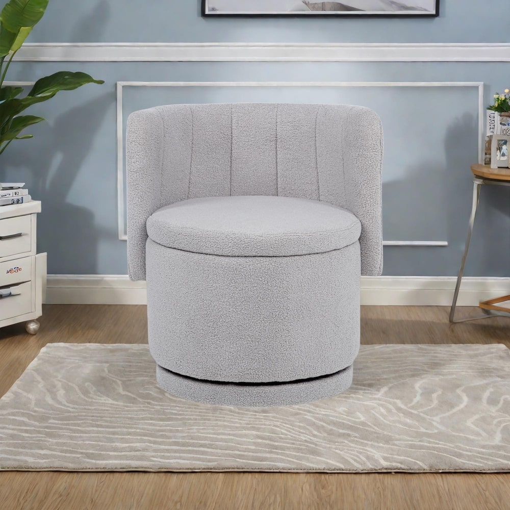 Boucle Swivel Chair with 360° Rotating Storage Accent Chair for Living Room/Bedroom