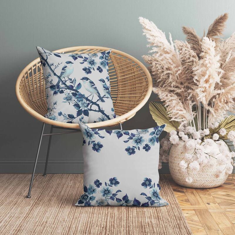 Skyline Chorus Indoor/Outdoor Reversible Throw Pillow Blue and Turquoise