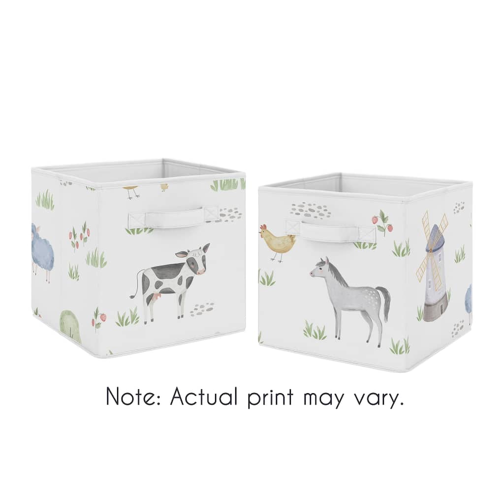 Farm Animals Collection Foldable Fabric Storage Bins - Watercolor Farmhouse Horse Cow Sheep Pig
