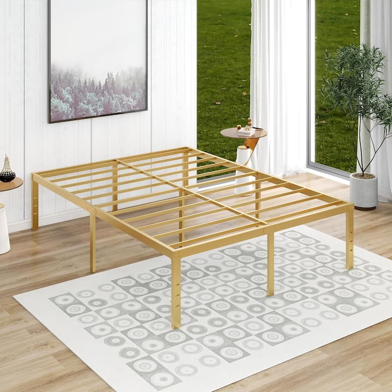alazyhome 18 inch Heavy Duty Metal Platform Bed Frame with Storage