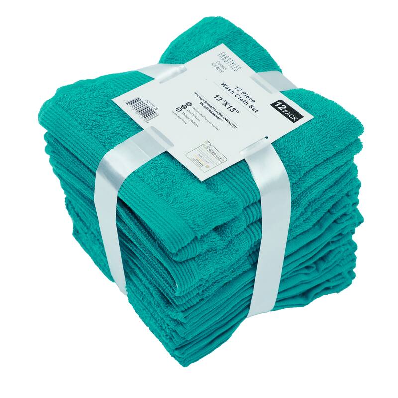 Fabstyles Premium Face Towels Washcloth Set of 12 14x14 Bed Bath