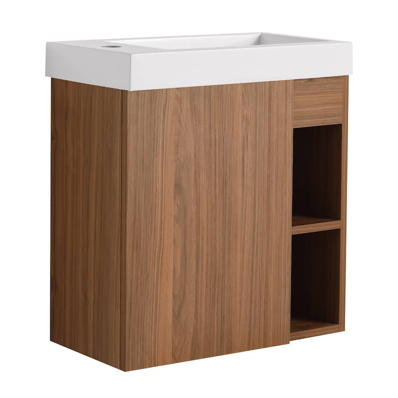20" Floating Bathroom Vanity with Soft-Close Door and Resin Sink, Space-Saving Wall-Mounted Design