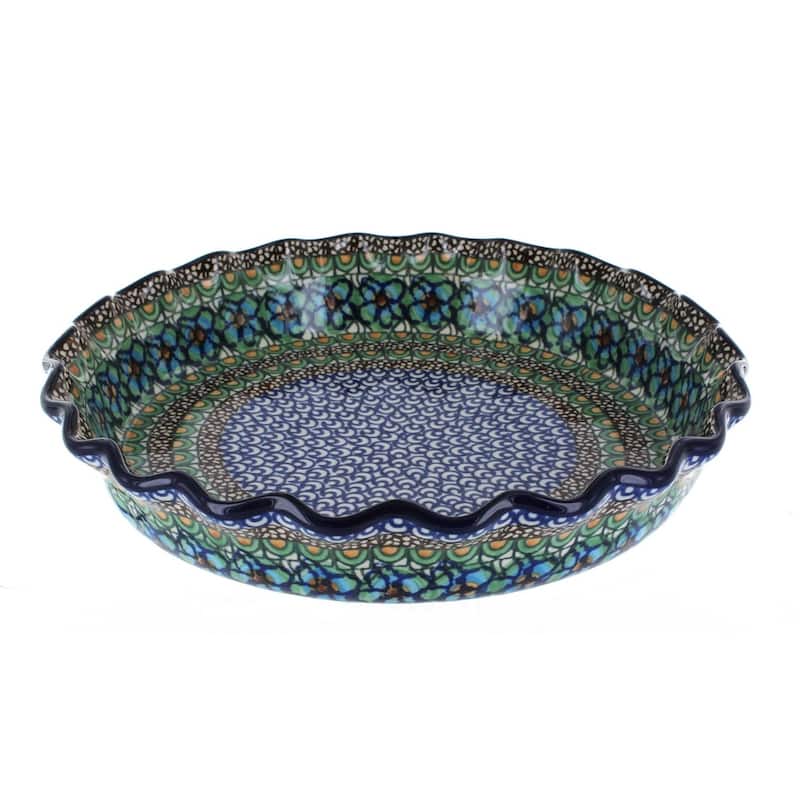 Blue Rose Polish Pottery 636 Ceramika Artystyczna Pie Plate - Mardi Gras
