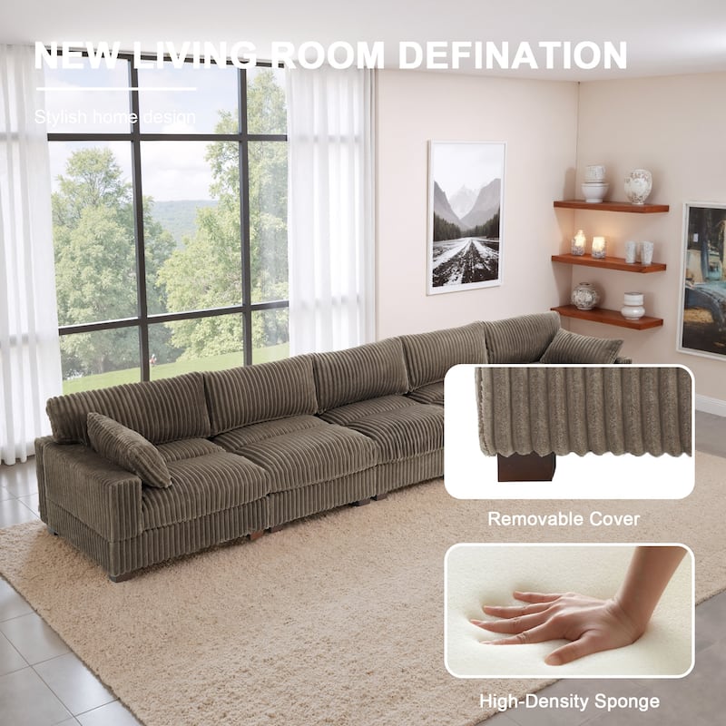 Oversized Plush Modular Sectional Sofa Couch with Ottoman