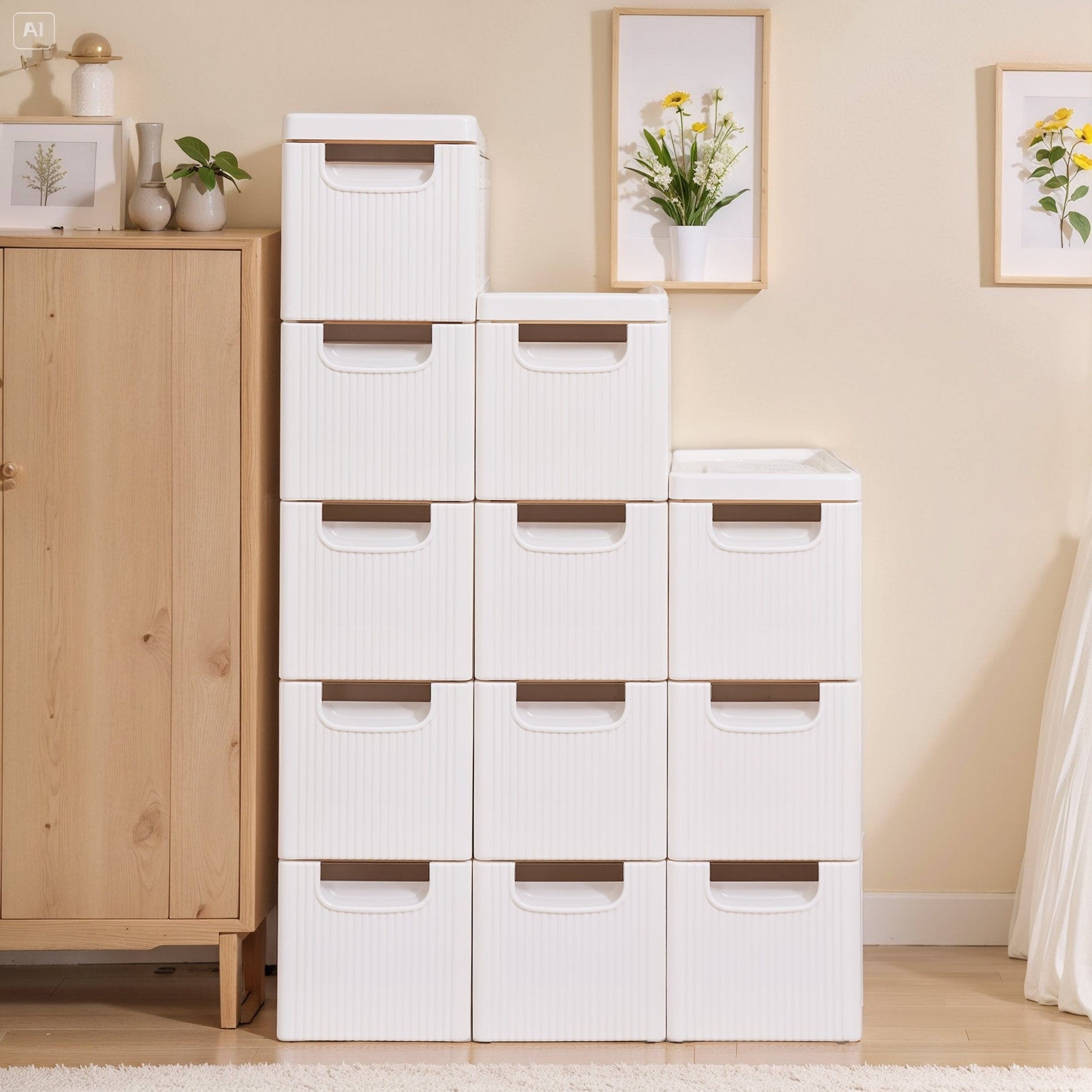 VECELO Slim Rolling Storage Cabinet 3/4/5 Drawer Plastic Storage Tower on Wheels Multifunctional Storage Tower for Living Room