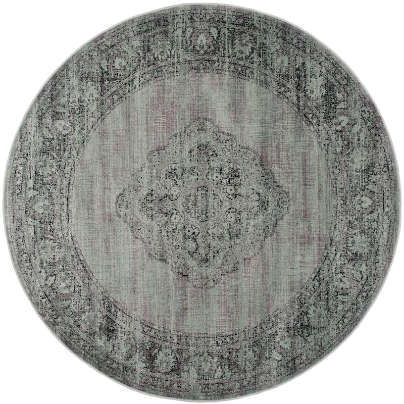 SAFAVIEH Vintage Distressed Boho Lucie Oriental Area Rug - 8' Round - Light Blue