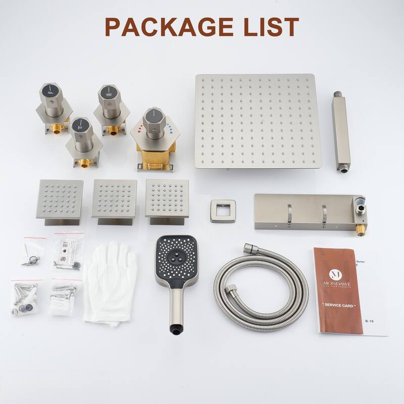 Wall Mounted 12 Inch Thermostatic 3 Functions Luxury Shower System