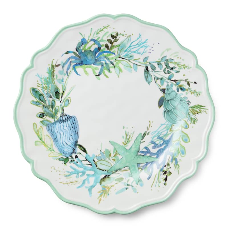 Certified International Sea Glass Melamine 11" Dinner Plates, Set of 4 - 11.00"L x 11.00"W x 0.50"H