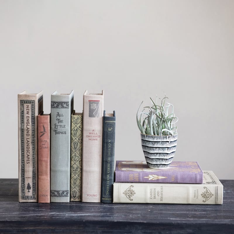 MDF & Canvas Book Storage Boxes, Set of 2 "New England Landscapes"