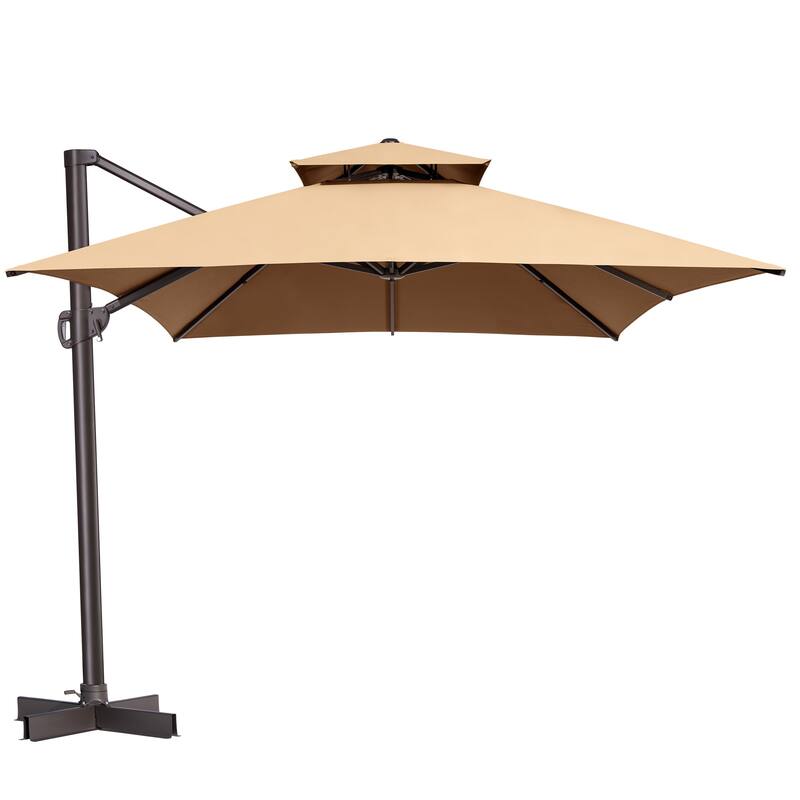 Pellebant 10X13FT Outdoor Patio Offset Umbrella 360 degrees Rotation with No Base
