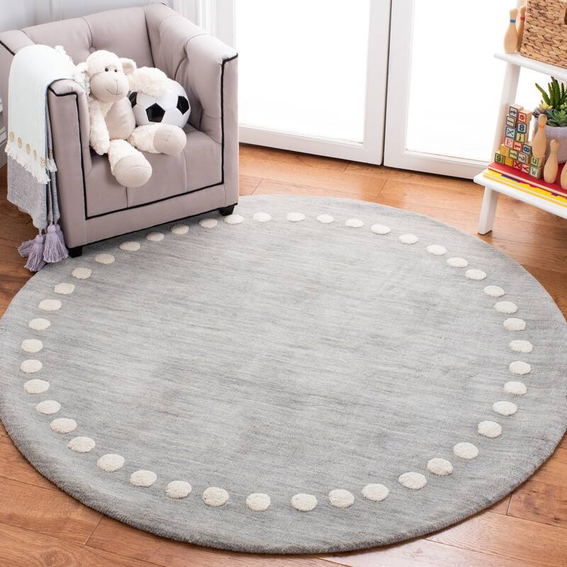 SAFAVIEH Handmade Kids Armanda Wool Rug - Grey - 5'  x  5' - Round