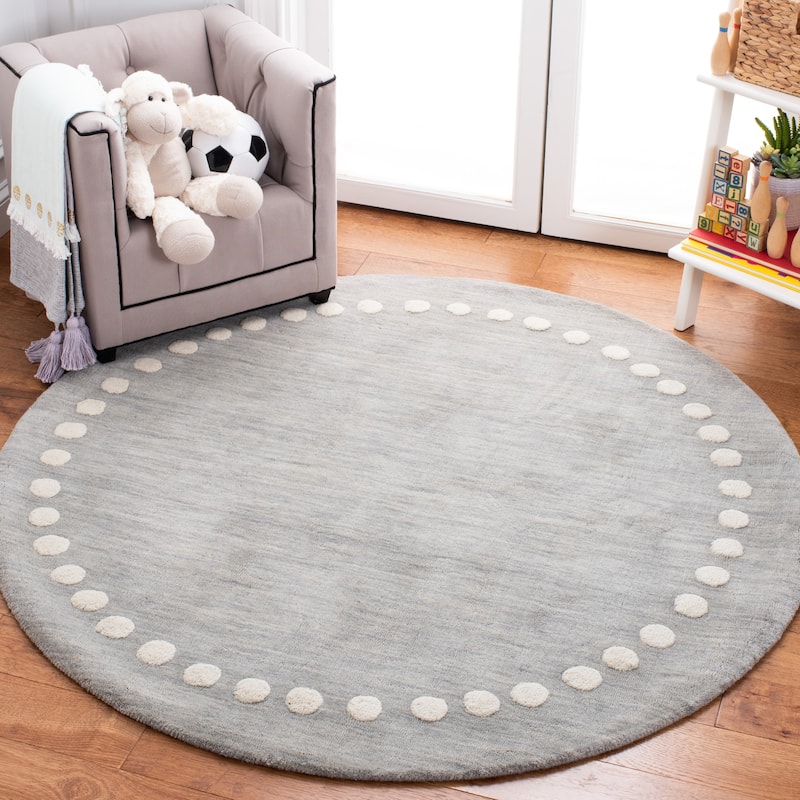 SAFAVIEH Handmade Kids Armanda Wool Rug - 3' Round - Grey