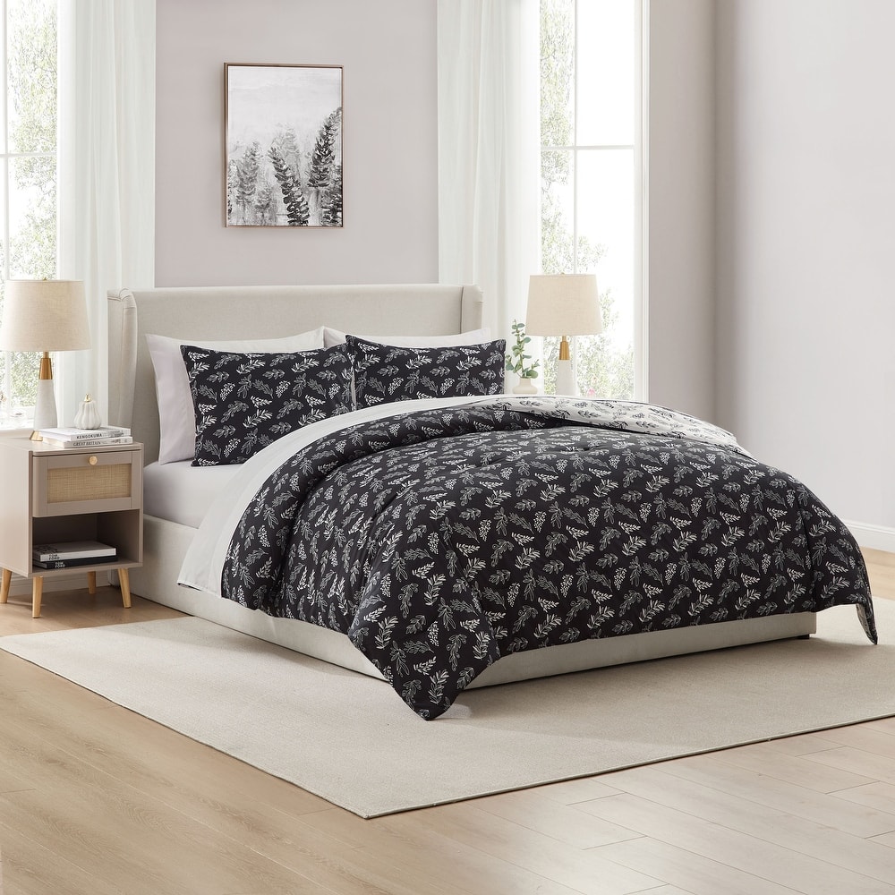 Empyrean 7 Pc Botanical Comforter Set with Sheets, Soft Breathable Lightweight Bedding Bag