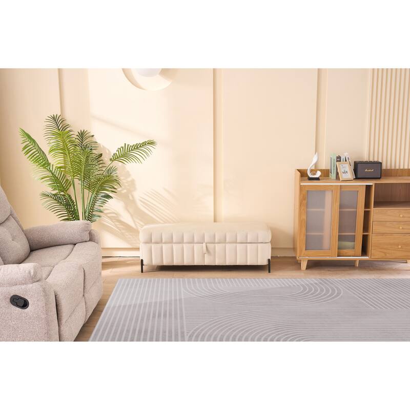 49.21"Wide Velvet Storage Soft Bench for Living Room, Entryway and Bedroom