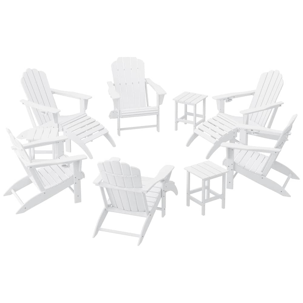 Aderson Outdoor Poly Adirondack Chair With Ottoman And Side Table 12-Piece Set