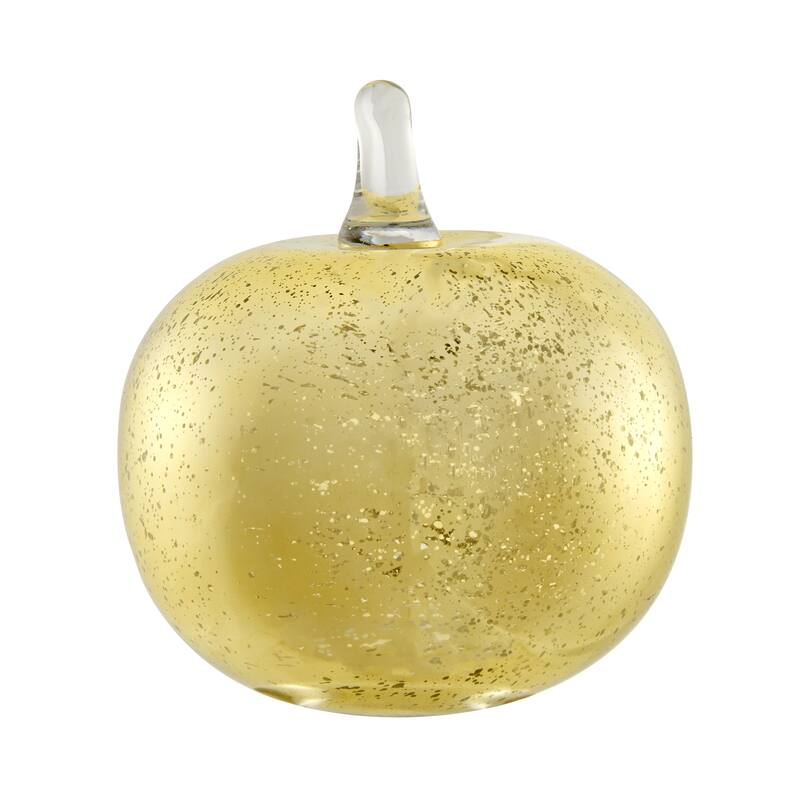 Textured Glass Apple Sculpture Figure - 6" - Gold and Clear