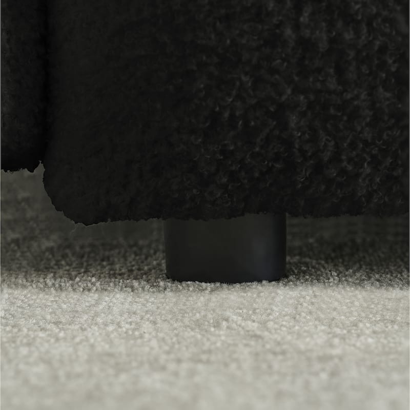 Homy Casa Modern Teddy Fabric Lounge Black Armchair Pillow