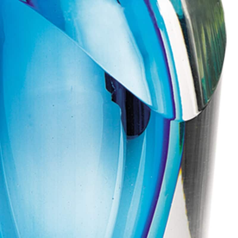 HomeRoots 8" Clear and Blue Crystal Table Vase - 4" x 4" x 7.5"