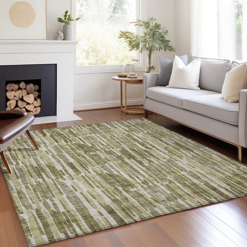 Machine Washable Indoor/ Outdoor Chantille Abstract Watercolor Rug