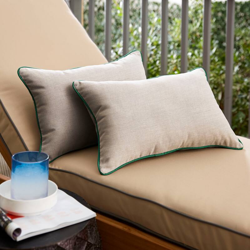 Sunbrella Cast Silver/ Canvas Forest Green Indoor/ Outdoor Pillow Set - 13 in x 20 in