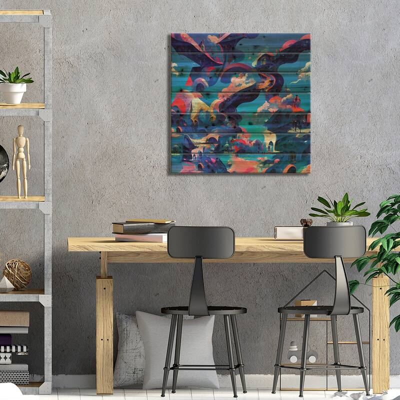 The Land Between Print On Wood by Kenwood Huh - Multi-Color