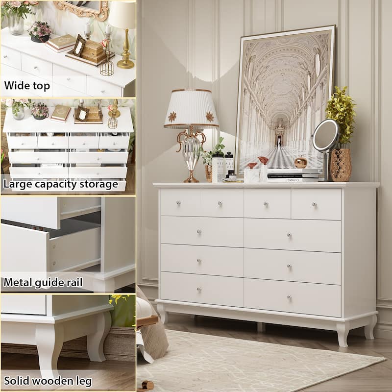 Lacquer Dresser 55.1"Wide Storage Chest Storage Dresser Bedroom