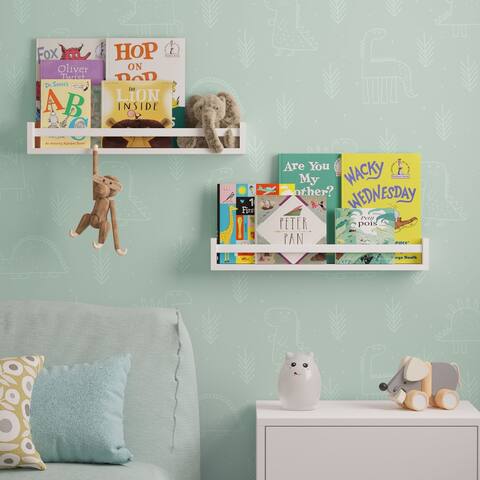 Wallniture Utah 24" Wood Floating Shelves for Wall, White, Set of 2