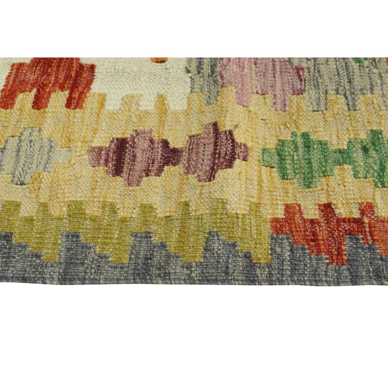 Flatweave Laiqshah Grey/Gold Rug - 3'4" x 4'11"