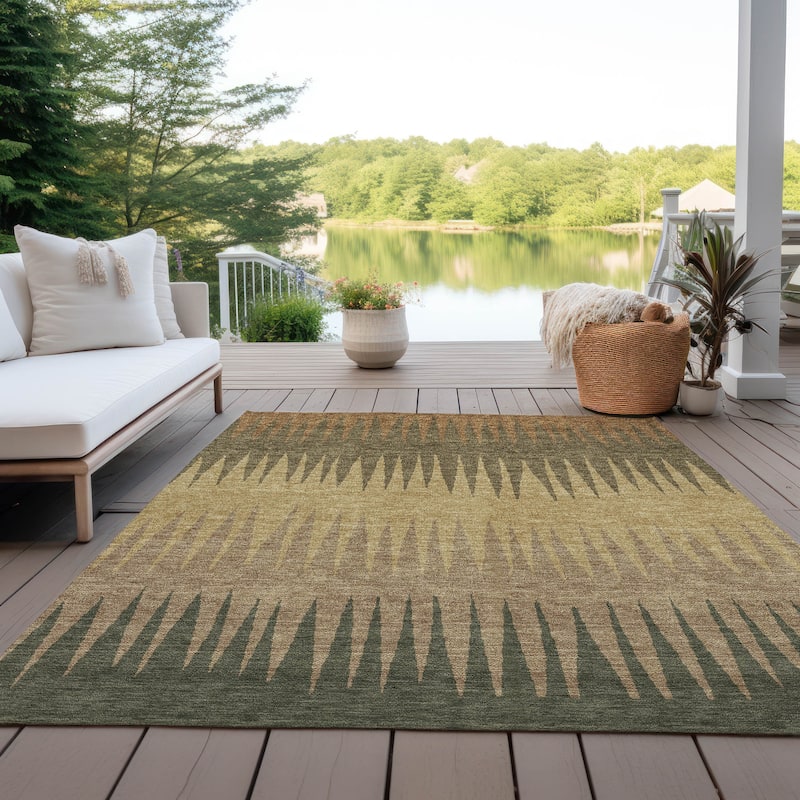Machine Washable Indoor/ Outdoor Chantille Contemporary Ombre Rug - Brown - 8' x 10'