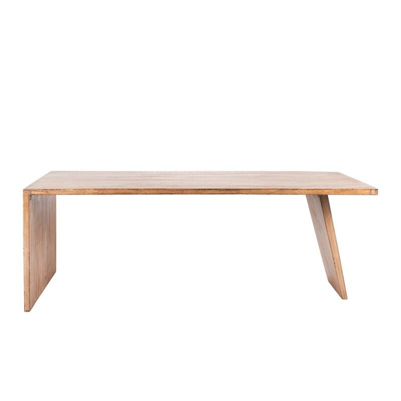 Leno Dining Table, 84 Inch Rectangular Rustic Natural Brown Pine Wood