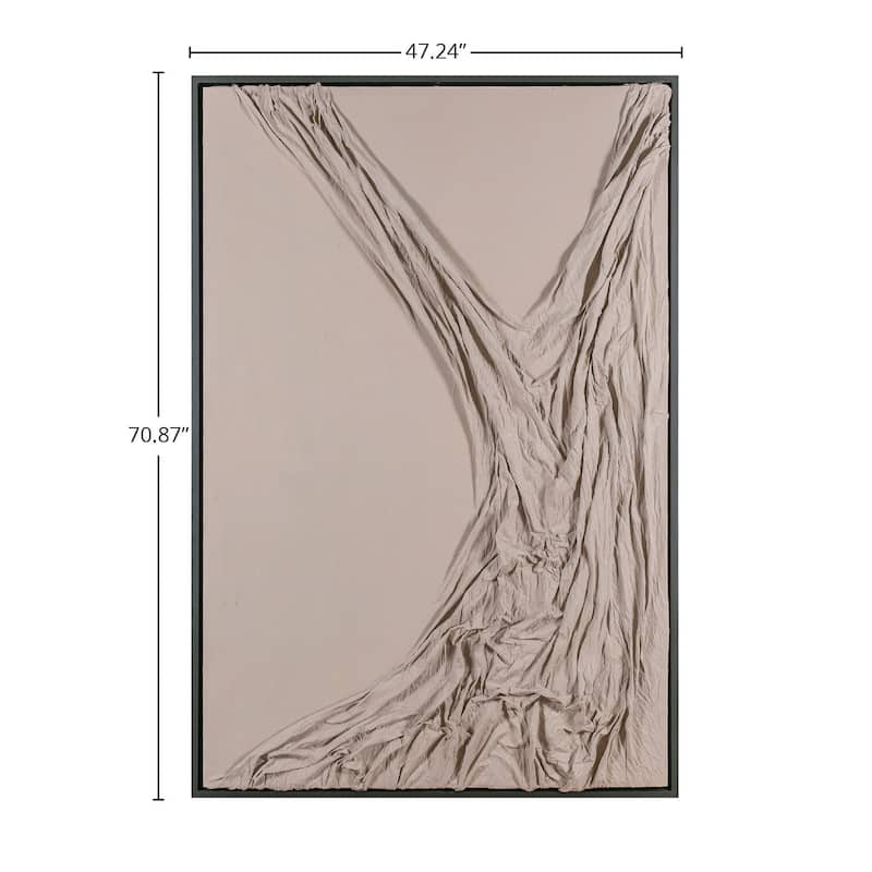 Rose Acrylic Wall Art with Taupe Canvas in a Black Frame