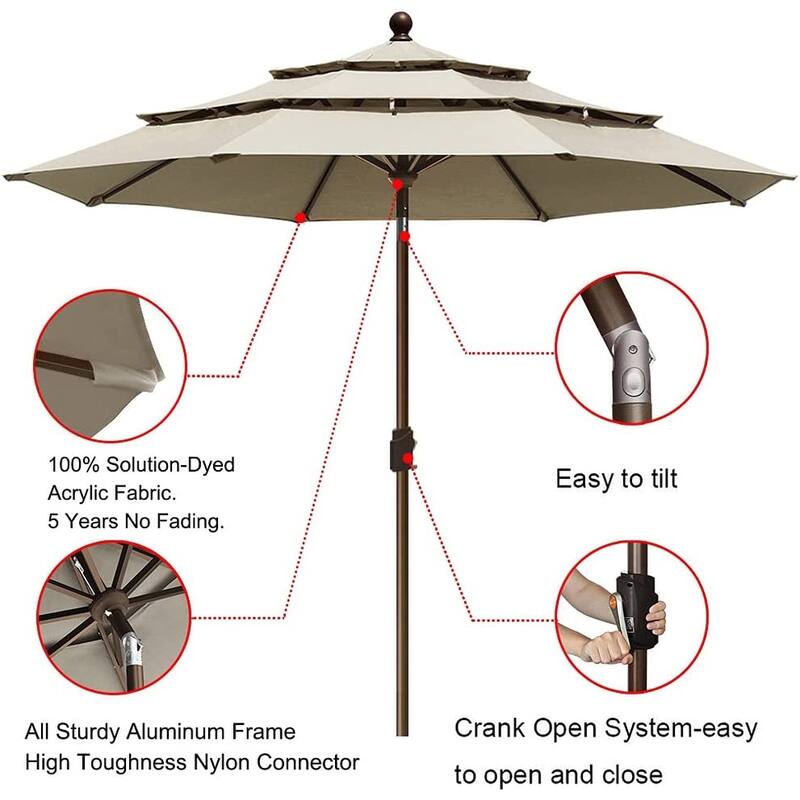 Tradesparker Multicolor Sunbrella 9ft/10x6.5ft Patio Market Outdoor Table Umbrella