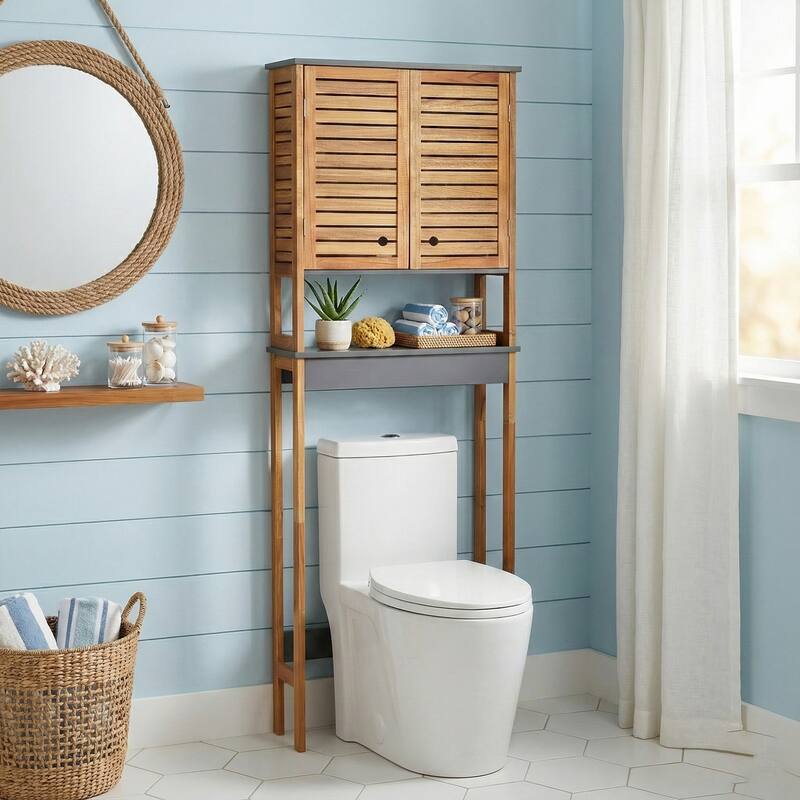 Over The Toilet Storage Cabinet with Double Vented Doors - 69" H x 24"L x 9" D