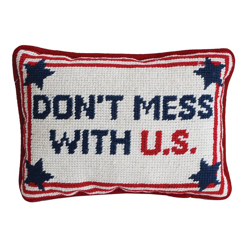 6.5" x 9" With U S July Fourth Needlepoint Petite Throw Pillow