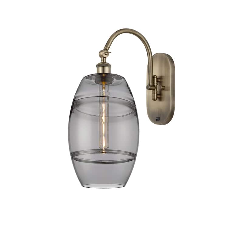 Innovations Lighting 518-1W-13-8 Vaz Sconce Vaz 13" Tall Wall Sconce - Antique Brass / Smoked