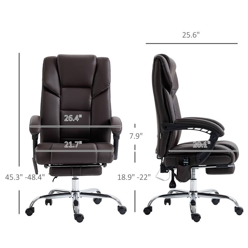 Massage Office Chair with Lumbar Heating, 6 Vibration Points, Footrest & Adjustable Height
