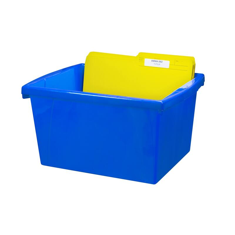 Storex 4 Gallon Storage Bin, Blue, Pack of 3
