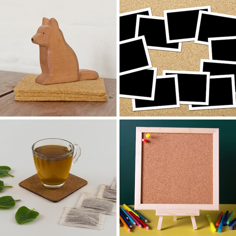 Self-Adhesive Cork, 3.54"x3.54"x3" Squares Cork Mat Coaster Backing Sheet - Brown