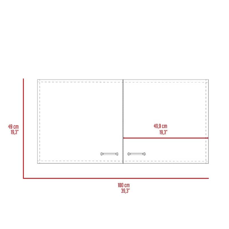 White and Light Grey 2-Door 2-Compartment Wall Cabinet