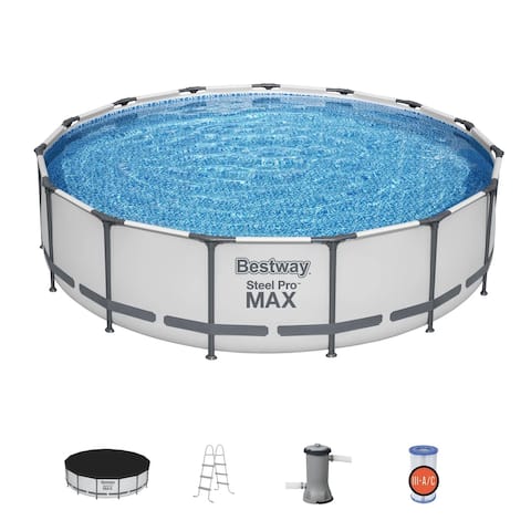 Bestway Steel Pro MAX 15'x42" Round Above Ground Swimming Pool with Pump & Cover - 116