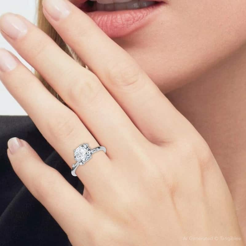1Ct Diamond Flame Engagement Ring Gold Lab Grown EF/VS