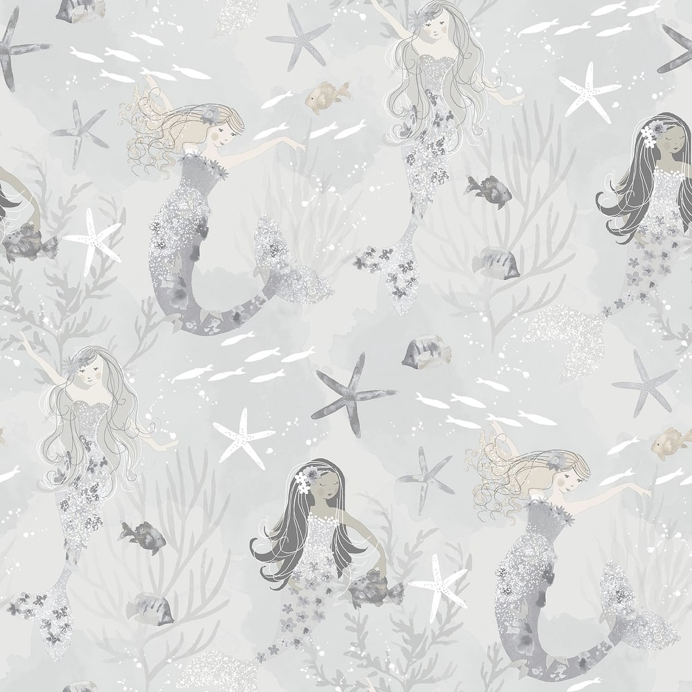 Galerie Wallcoverings Tiny Tots 2 Mermaids Non-woven Glittery Wallpaper Roll
