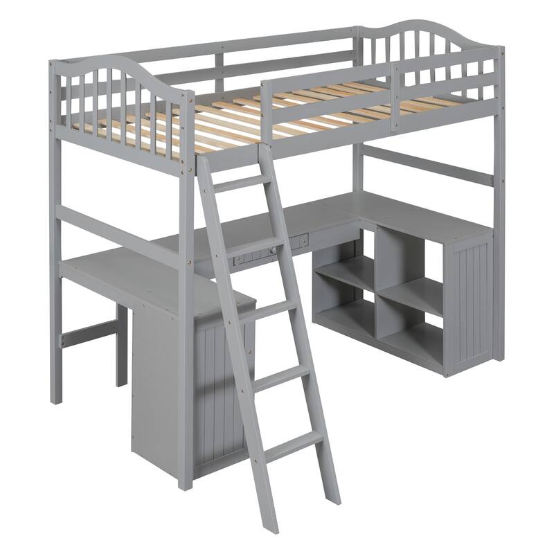 Multi-Functional Twin Loft Bed with Desk, Storage Drawers, and Shelves