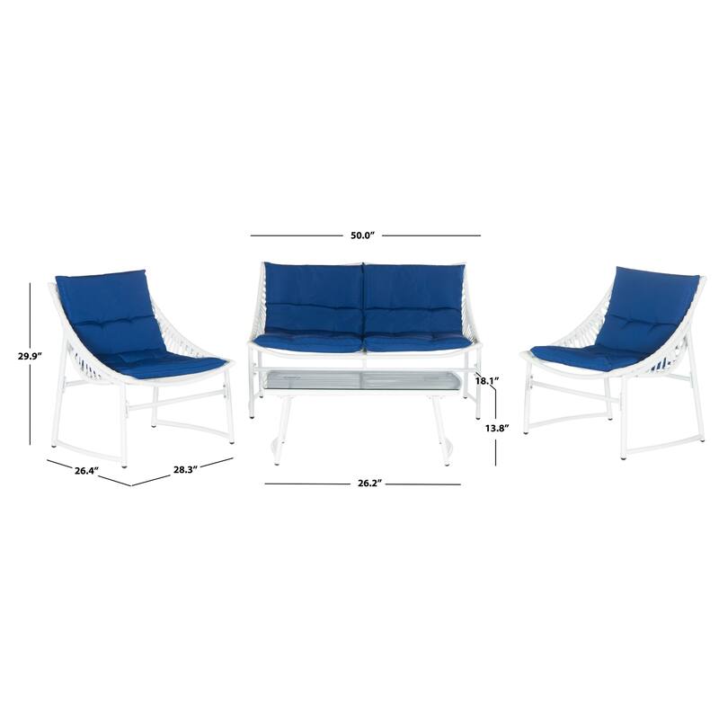 SAFAVIEH Outdoor Hildrun Rattan 4-Piece Set - 28W x 30D x 50H