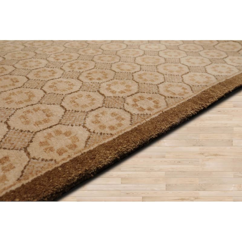 Hand Knotted Michaelian & Kohlberg Beige Tibetan 100% Wool Area Rug - 6' x 8' 9''