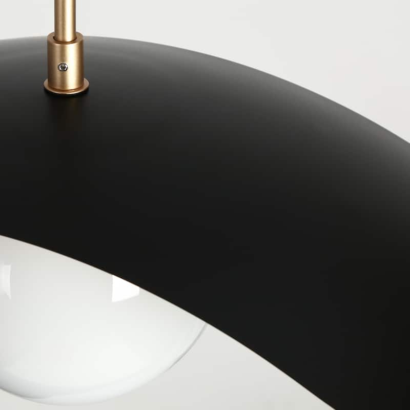 Modern 1-Light Black Gold Pendant Glass Kitchen Island Lights - D19.7" x H9.8"